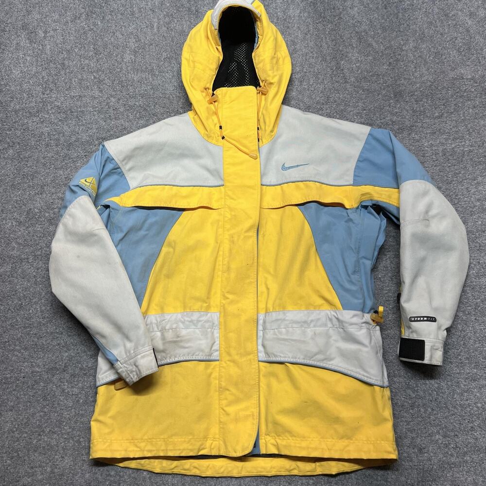 Nike Jacket Womens M Yellow Colorblock ACG Hooded Ski STORM-FIT Winter Snow